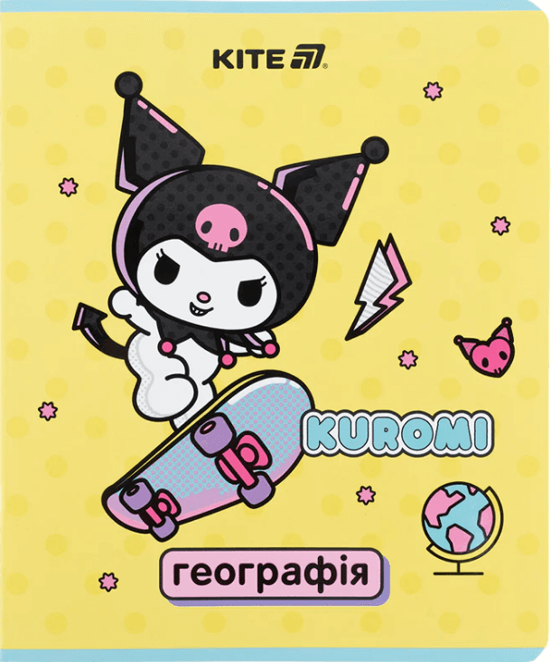 Зошит 48арк. кліт. "Kite" Предметка-Географія софт тач. УФ лак Kuromi №HK25-240-5(10)(200)