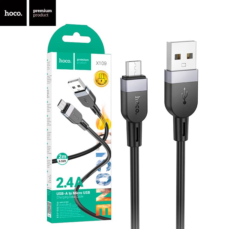 Кабель USB > microUSB HOCO X109 2.4A 3м black