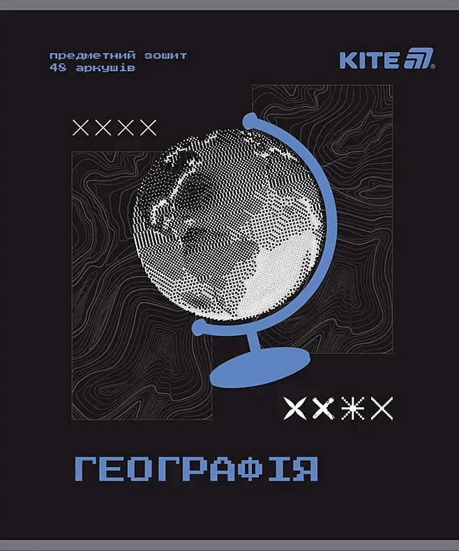 Зошит 48арк. кліт. "Kite" Предметка-Географія гібр лак+УФ,Techno №K25-240-5(10)(200)