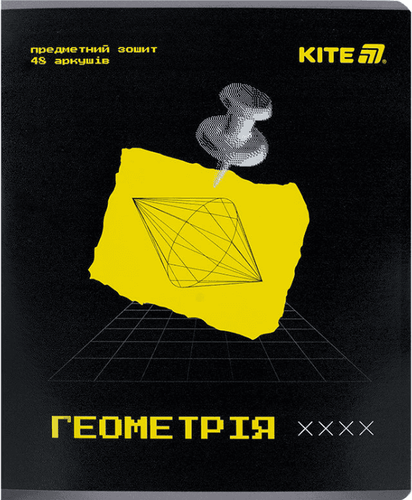 Зошит 48арк. кліт. "Kite" Предметка-Геометрія гібр лак+УФ,Techno №K25-240-1(10)(200)