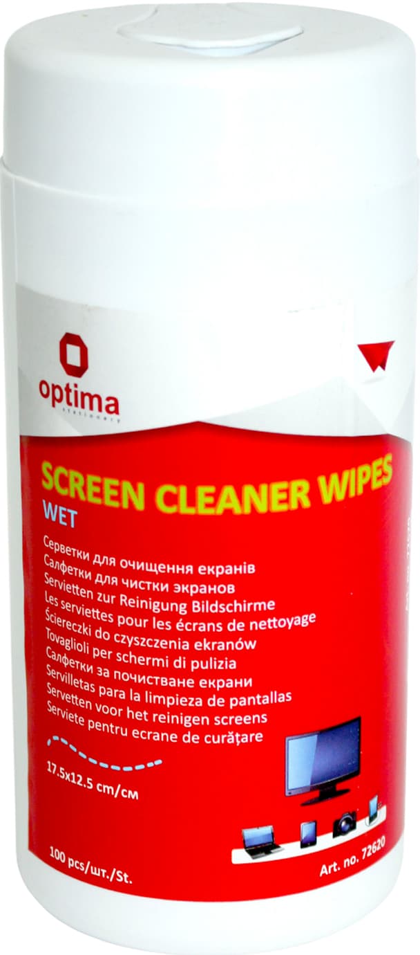 Салфетки влажные для очистки экранов "Optima" NEO(100шт) №E72620(15)