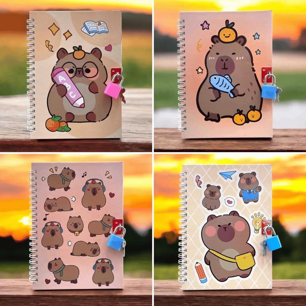 Блокнот пруж. бок. В6 48арк. кліт. із замком асорті "Kids line. Capybara" №ZB.700004/Zibi/