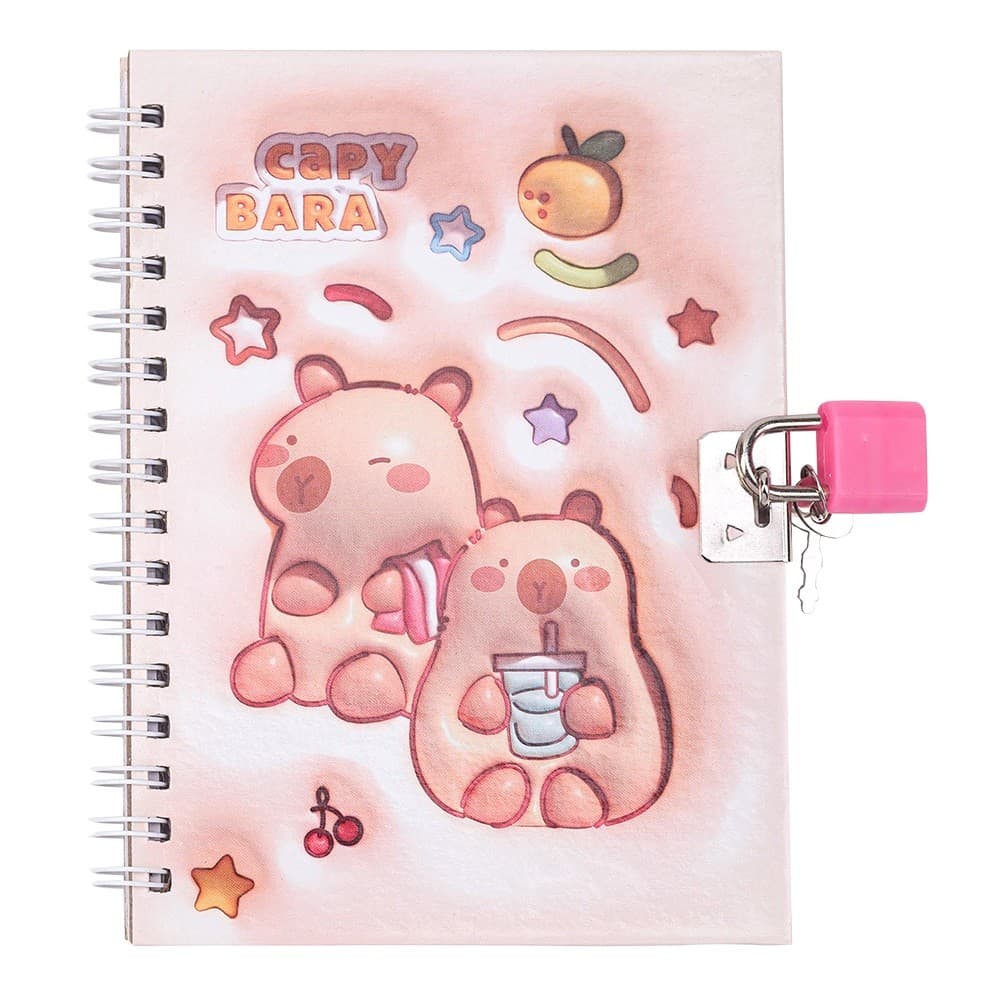 Блокнот пруж. бок. В6 48арк. кліт. із замком асорті"Kids line. Capybara2" №ZB.700006/Zibi/