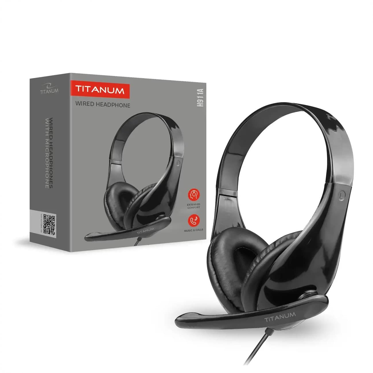 Наушники Titanum H911A+микрофон black №8082