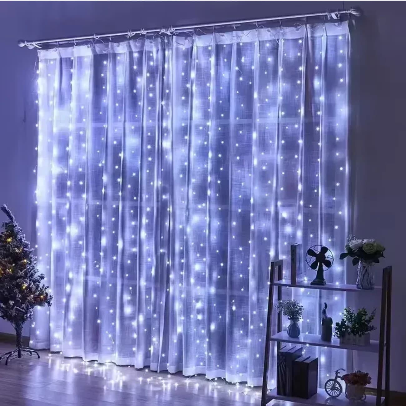 Гирлянда-штора электрич. Роса 400LED USB,20линий,реле 8режимов,белый L-3мH-2м№1932-03u(50)