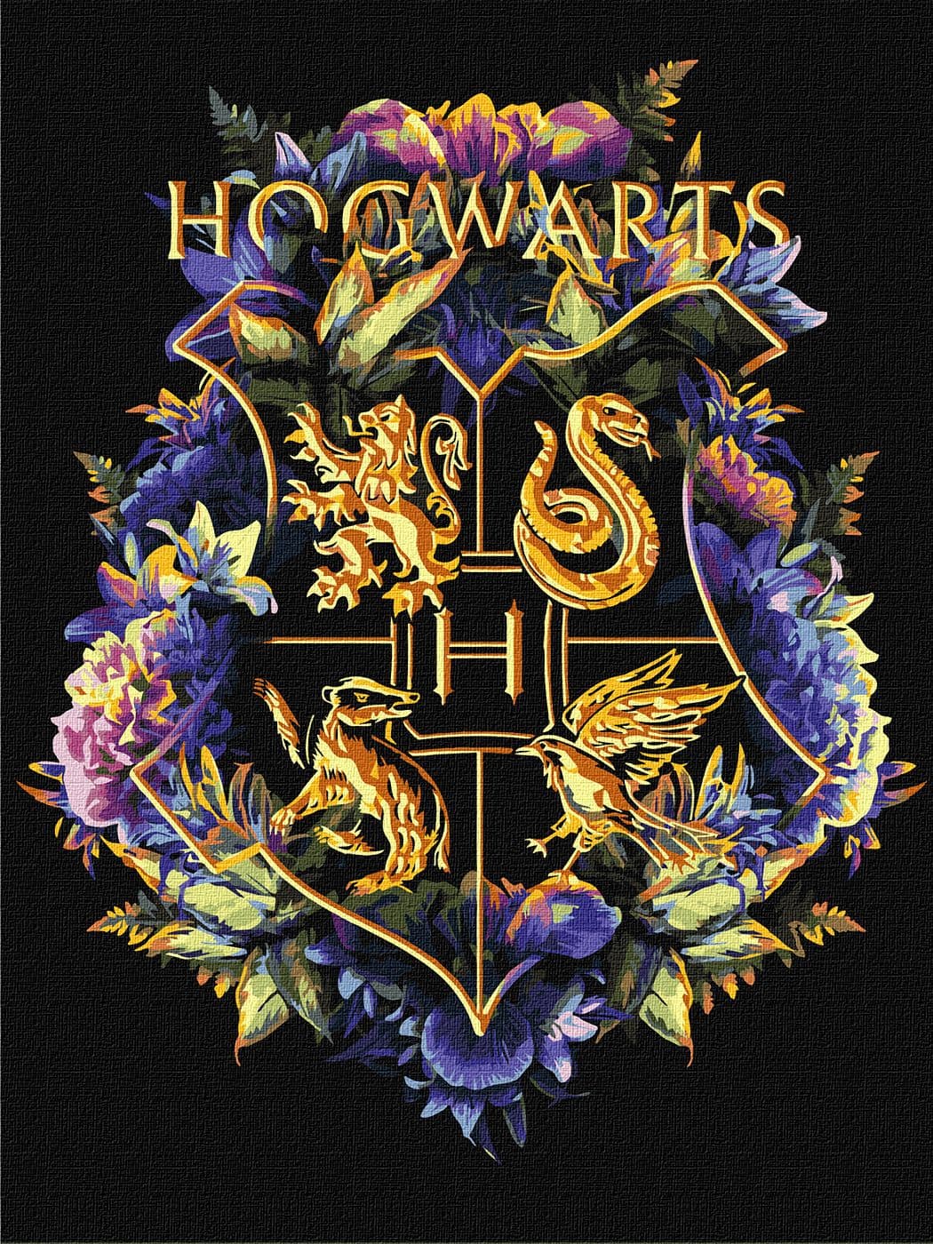 Картины по номерам акрил.WB"HarryPotter:ГербХогвартса с красками металлик"30х40см№KHО5209