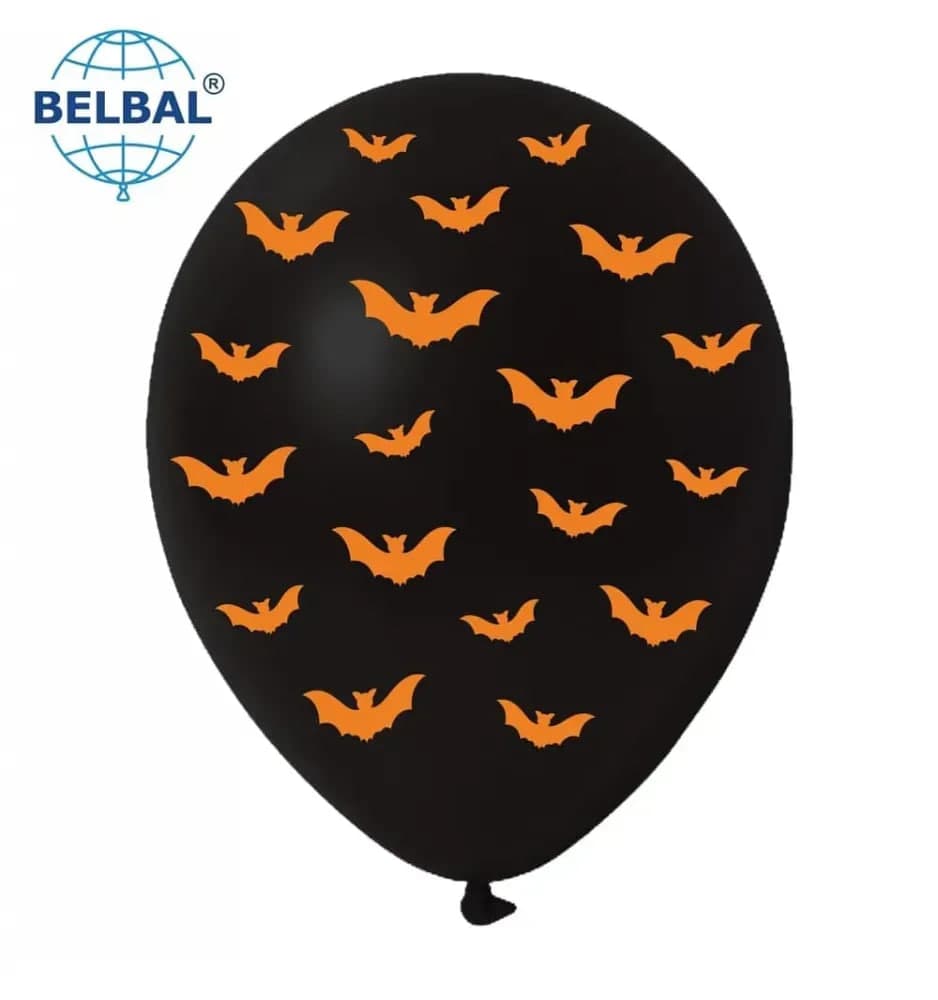 Кулька повітр. латексна 12"/30см "Кажани на чорному Halloween"/BelBal/(25)