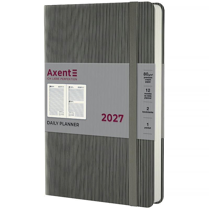Щоден. А5 "Axent" дат2027 Partner Lines сірий №8815-27-03-A(12)