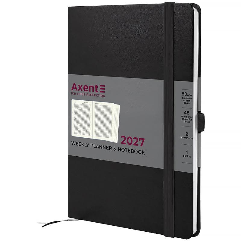 Щотижн. А5 "Axent" дат2027 Prime Strong чорний №8507-27-01-A(12)