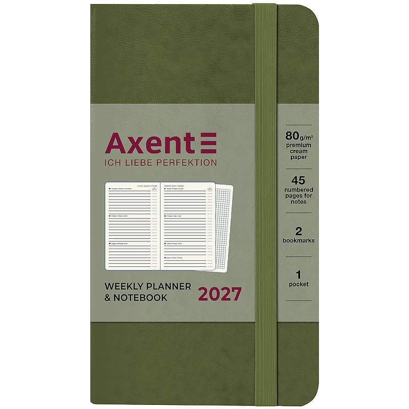 Щотижн. А6 "Axent" дат2027 Pocket Strong хакі №8508-27-65-A