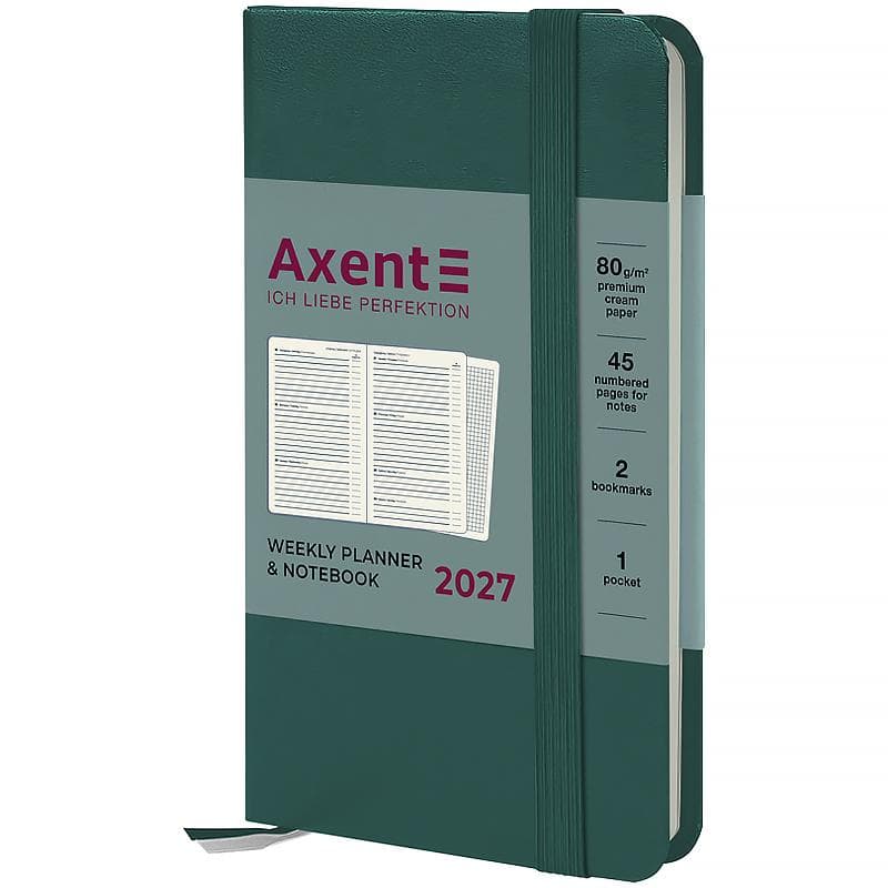 Щотижн. А6 "Axent" дат2027 Pocket Strong малахітовий №8508-27-31-A