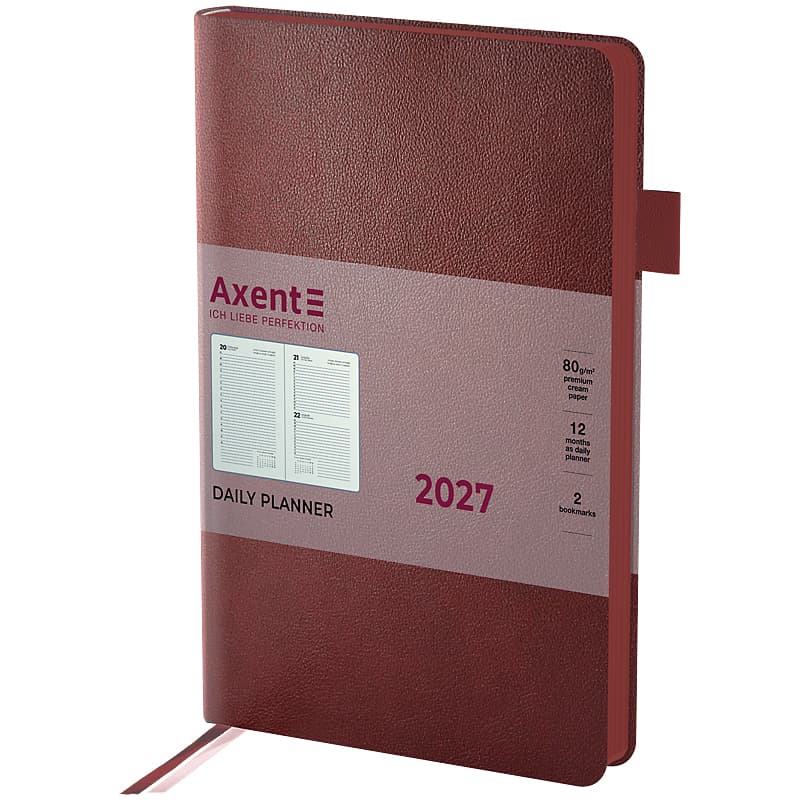 Щоден. А5 "Axent" дат2027 Partner Soft Muse бордовий №8827-27-1-A(12)