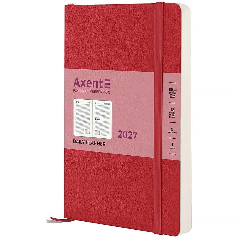 Щоден. А5 "Axent" дат2027 Partner Soft Skin червоний №8810-27-06-A(12)