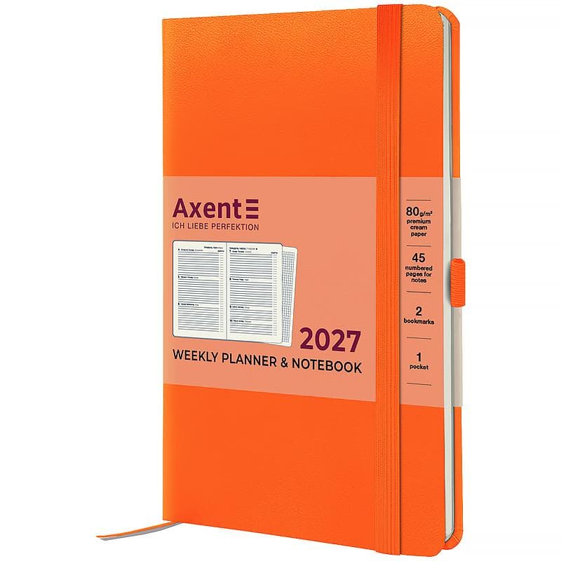 Щотижн. А5 "Axent" дат2027 Partner Strong помаранчевий №8505-27-64-A(12)