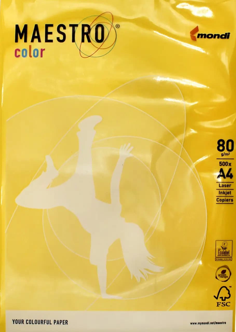 Бумага цветн. А4 80г/м Maestro Color Mustard IG50 (горчичный)(10)