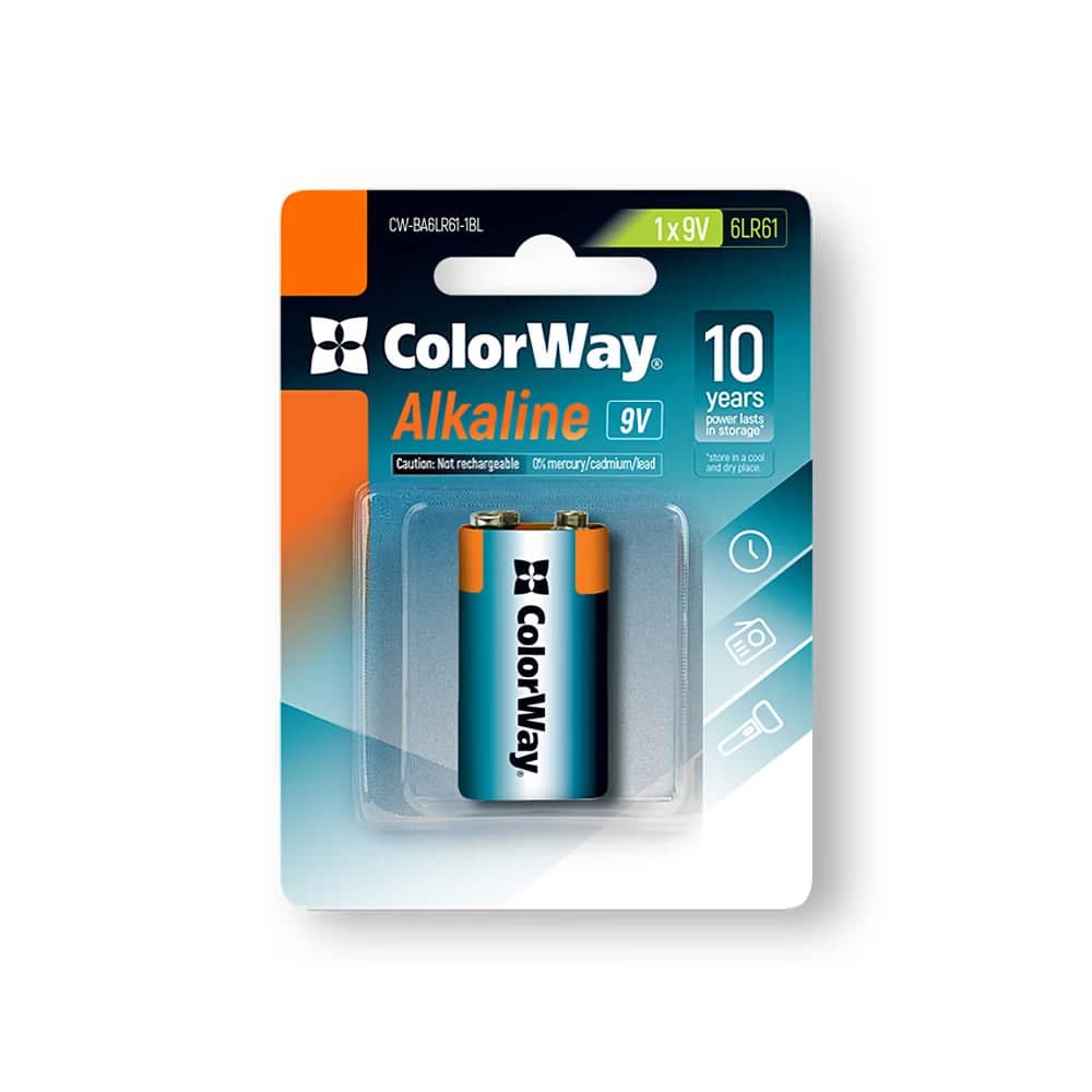 Батарейка ColorWay Alkaline Power 9V/6LR61/1bl крона