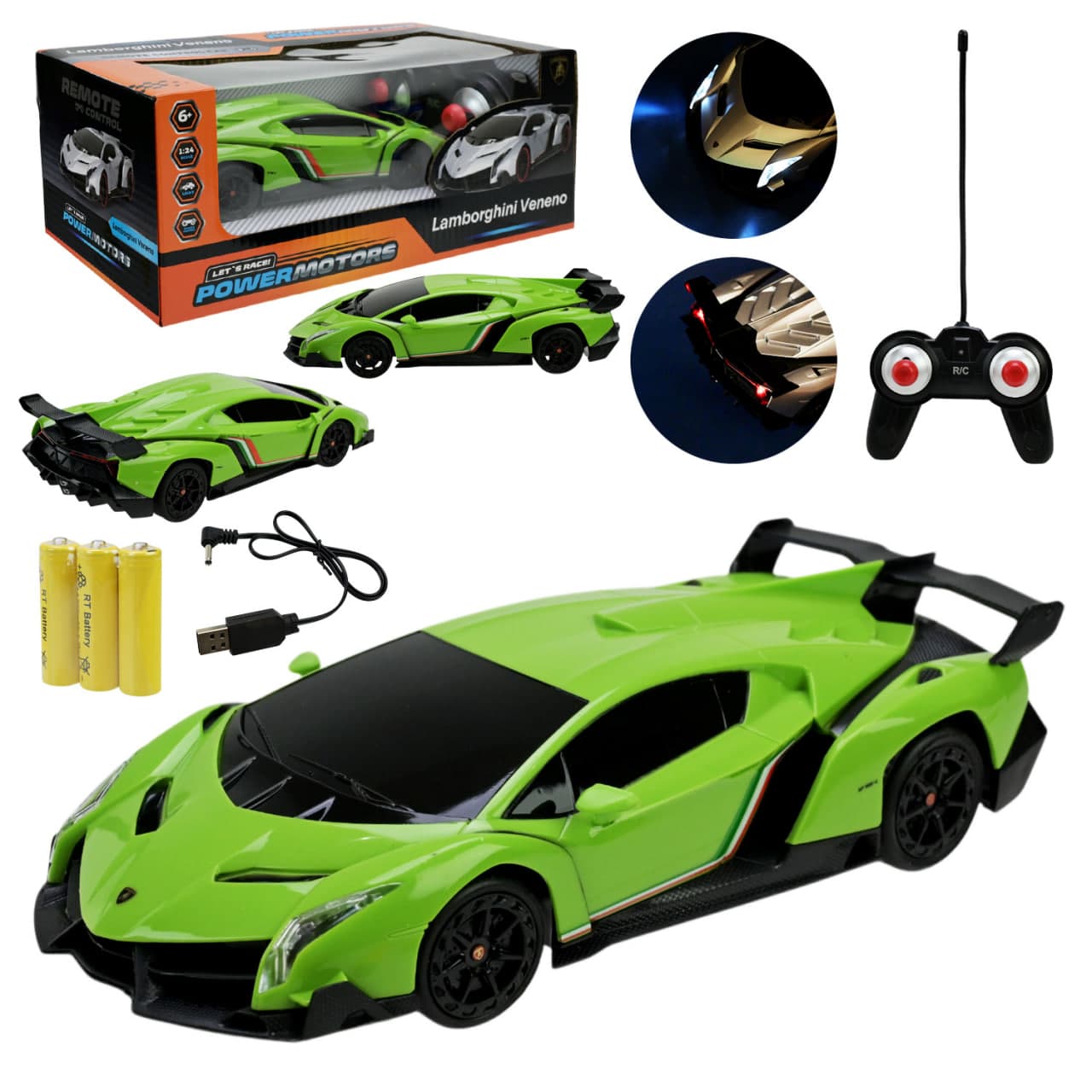 Машина RK "Lamborghini Veneno" (1:24) зелена,світло,в кор-ці,37,5х17,5х13см №PM2410(24) КІ