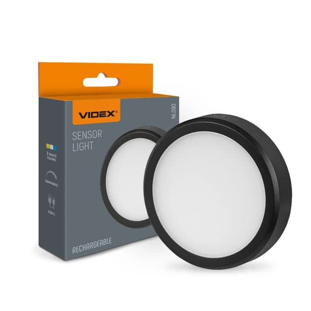 Світильник LED Videx 110+50Lm 3000K-6500K акумуляторний з датчиком руху ,black №VL-NL090B