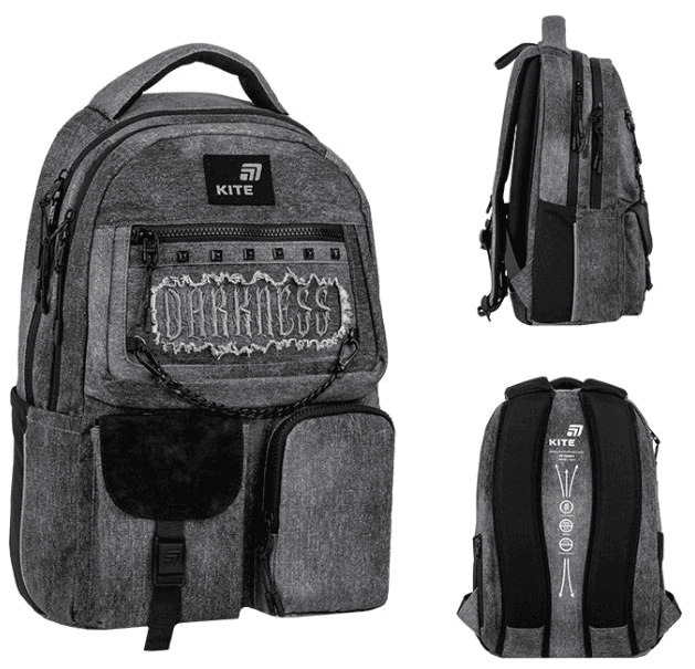 Рюкзак "Kite" Education teens 2587M Darkness 2от.,6карм. №K26-2587M-5(10)