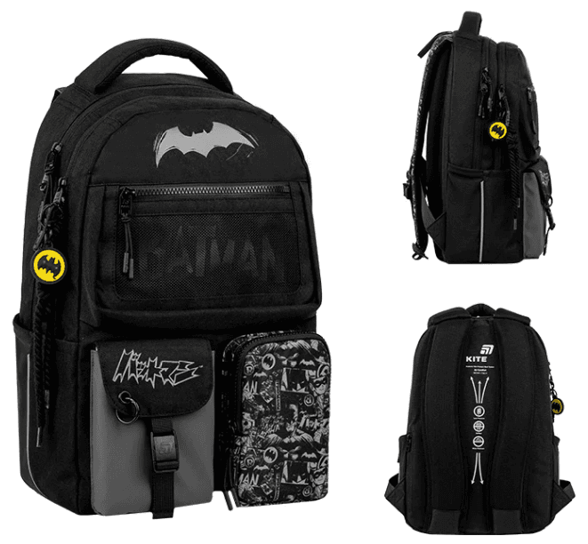 Рюкзак "Kite" Education teens 2587M DC Batman 2от.,6карм. №DC26-2587M(10)
