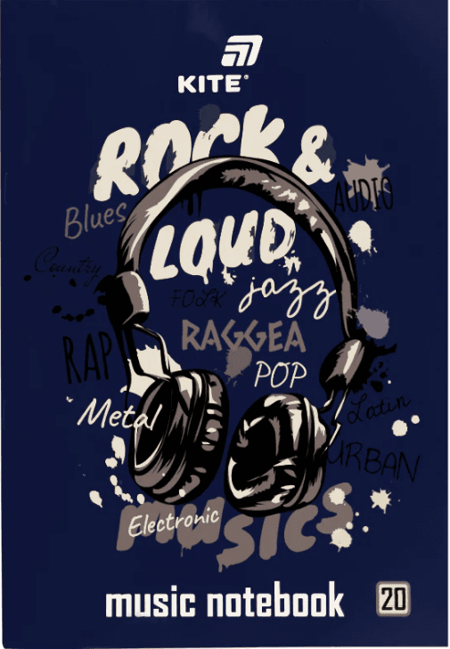 Нотний зошит А4 20арк. Rock&Loud №K26-404/Kite/(10)
