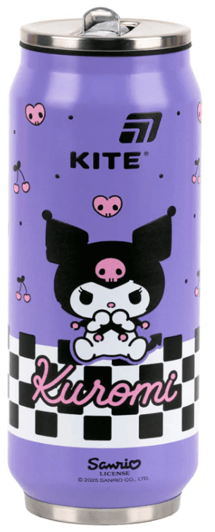 Термос с трубочкой метал. 0,5л "Kite" Kuromi №HK25-1264