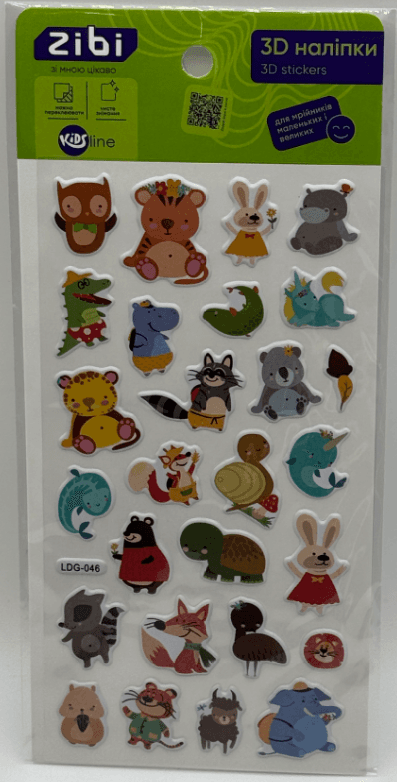 Наліпка 3D "Лісові звірята" 18см, KIDS Line №ZB.63329/Zibi/