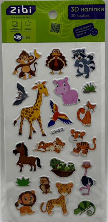 Наліпка 3D "Тварини савани" 18см, KIDS Line №ZB.63359/Zibi/