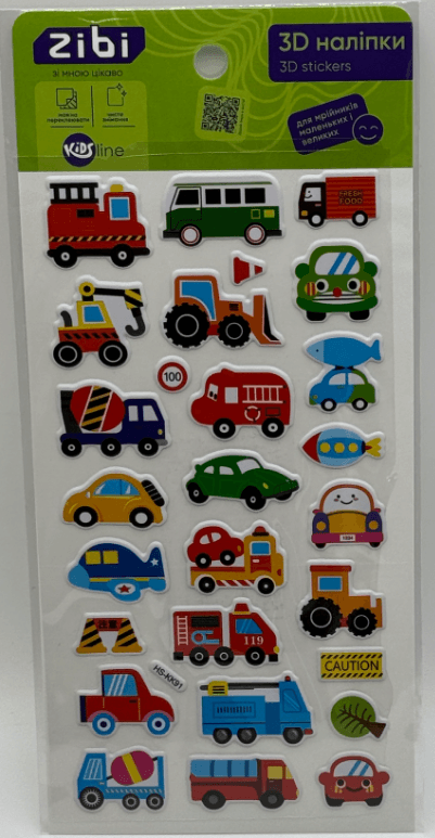 Наліпка 3D "Робочі автівочки" 18см, KIDS Line №ZB.63373/Zibi/