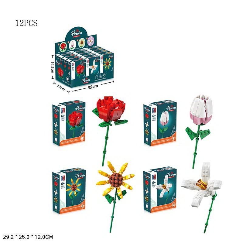 Конструктор "Flower" 44-70дет,в дисплее,35х17х14,5см №123-685/686/687/688(12)(144)(288) КИ