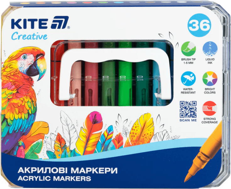 Набор маркеров акрил. "Kite" Creative №K-1163 36шт с жидкими чернилами