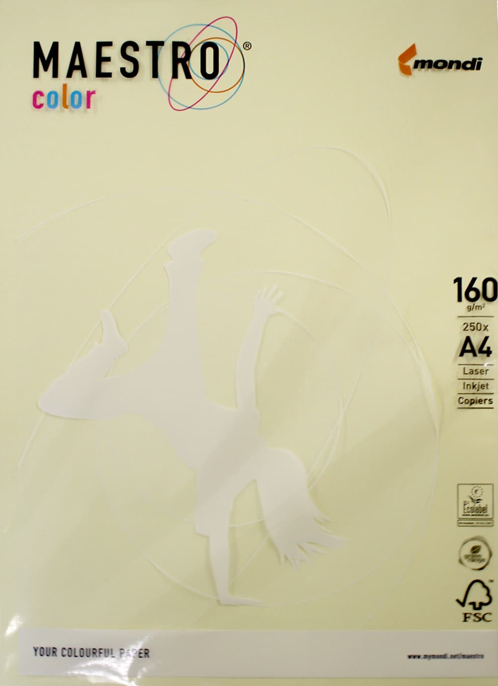 Папір кольор. А4 160г/м Maestro Color Pastell BE66 Vanilla (ванільний)(250)(1250)