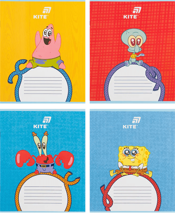 Зошит 12арк. кос. лін. "Kite" софт тач  + УФ лак об'ємний Sponge Bob №SB26-235(25)(600)