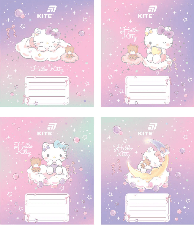 Зошит 12арк. кос. лін. "Kite" фольга + УФ лак Hello Kitty №HK26-235-1(25)(600)