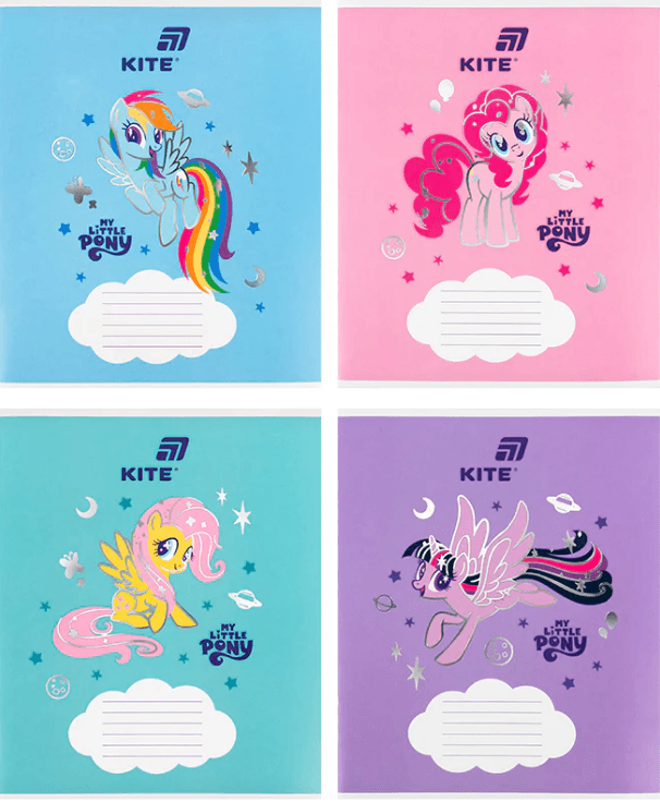 Зошит 12арк. кос. лін. "Kite" фольга + УФ лак Little Pony №LP26-235(25)(600)