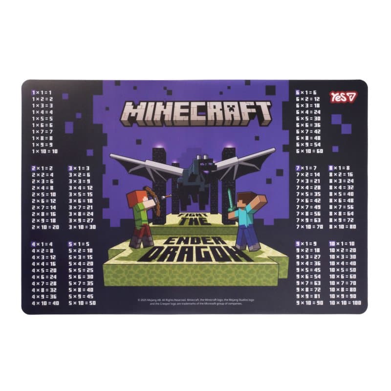 Подкладка для стола "Yes" №492363 Minecraft.Dragon Таблица умножения(10)(200)