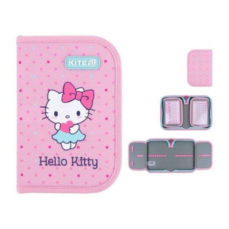 Пенал "Kite" Hello Kitty 1отд.,б/н,с 2 отворотами №HK26-622