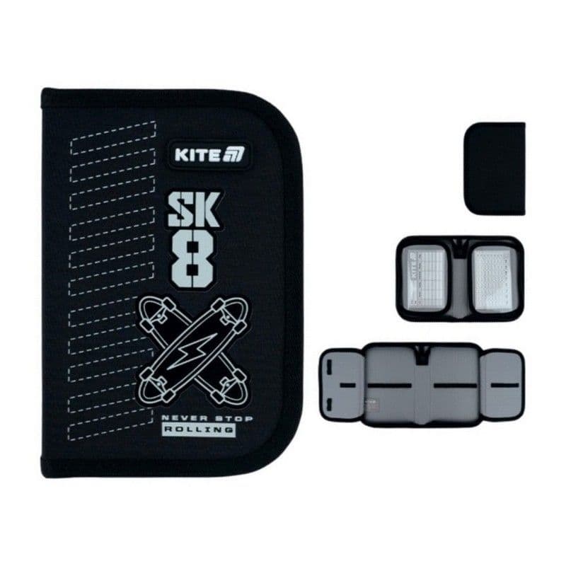 Пенал "Kite" Skate 1від.,б/н,з 2 відворотами №K26-622-4