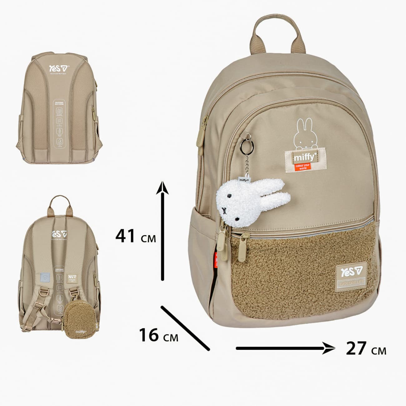 Рюкзак "Yes" TS-113M Miffy Softness 2від.,3карм №550318