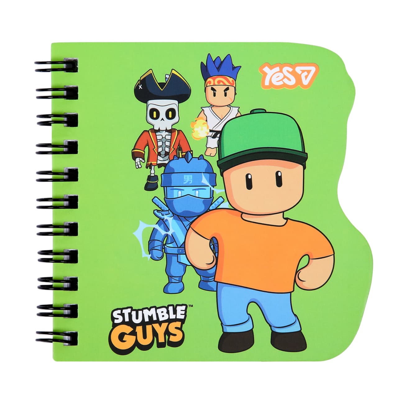 Блокнот пруж. подв. 100х100мм 30арк. кліт. "Stumble Guys Green" фігур №152185/Yes/(30)(60)