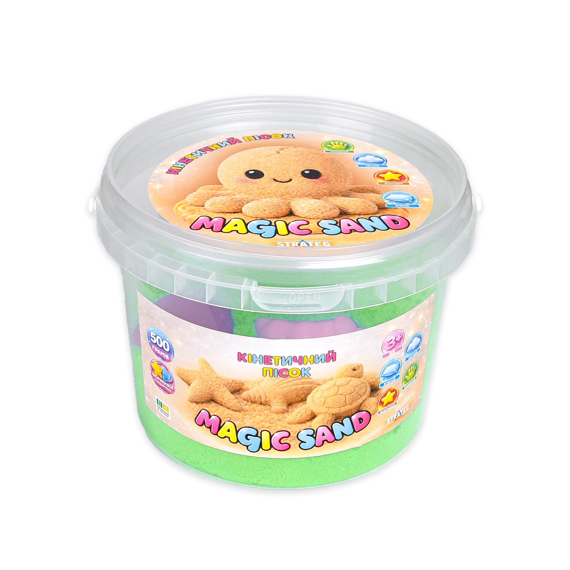 Кинетический песок "Magic Sand" зелёный 500гр №31194/Strateg/