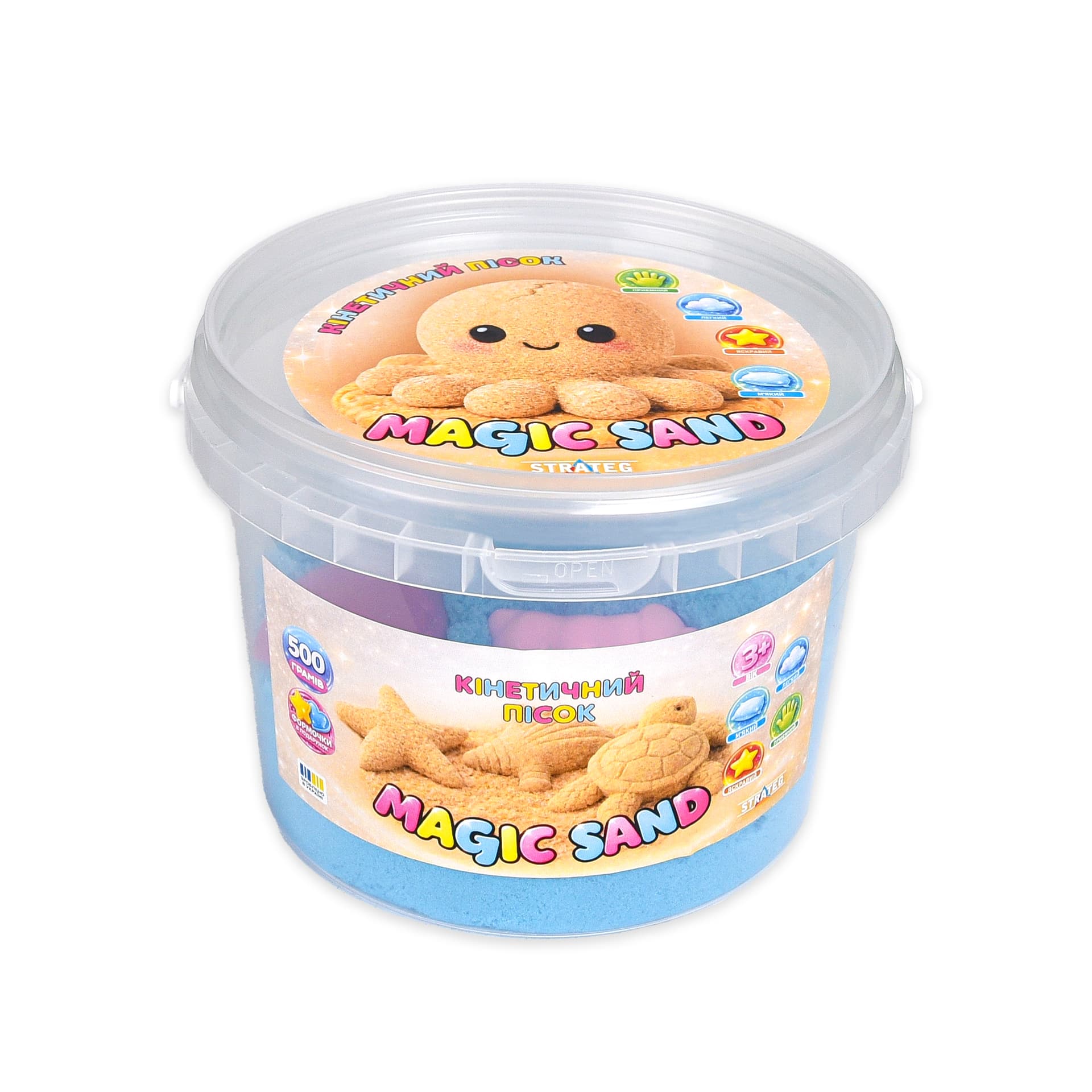 Кинетический песок "Magic Sand" голубой 500гр №31193/Strateg/