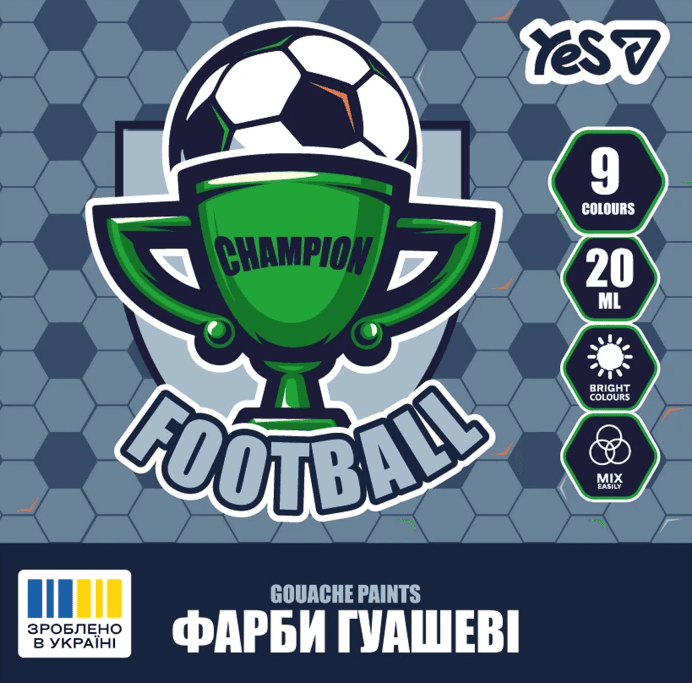Гуаш "Yes" Football 9кольор. 20мл №230452(12)(24)