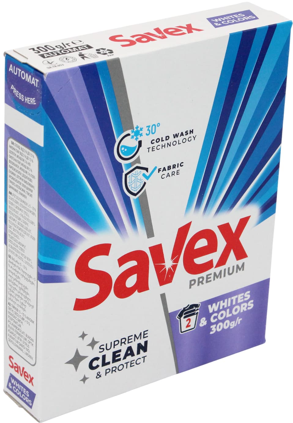 Прал. порошок 300г автомат "Savex" Premium Whites&Colors
