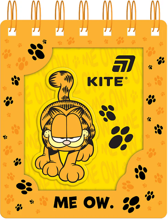 Блокнот пруж. А6 80арк. кліт. карт. обкл. вирубка "Garfield" №GF26-276/Kite/