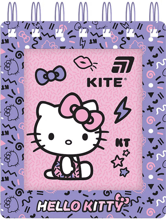 Блокнот пруж. А6 80арк. кліт. карт. обкл. вирубка "Hello Kitty" №HK26-279-1/Kite/