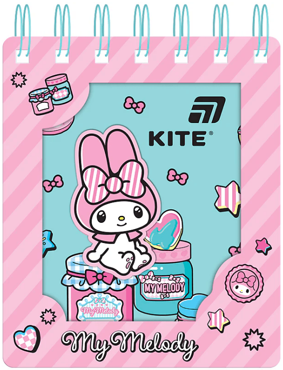Блокнот пруж. А6 80арк. кліт. карт. обкл. вирубка "My Melody" №HK26-276-2/Kite/