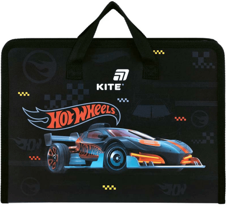 Папка-портфель "Kite" №HW26-202 А4,на блиск. Hot Wheels