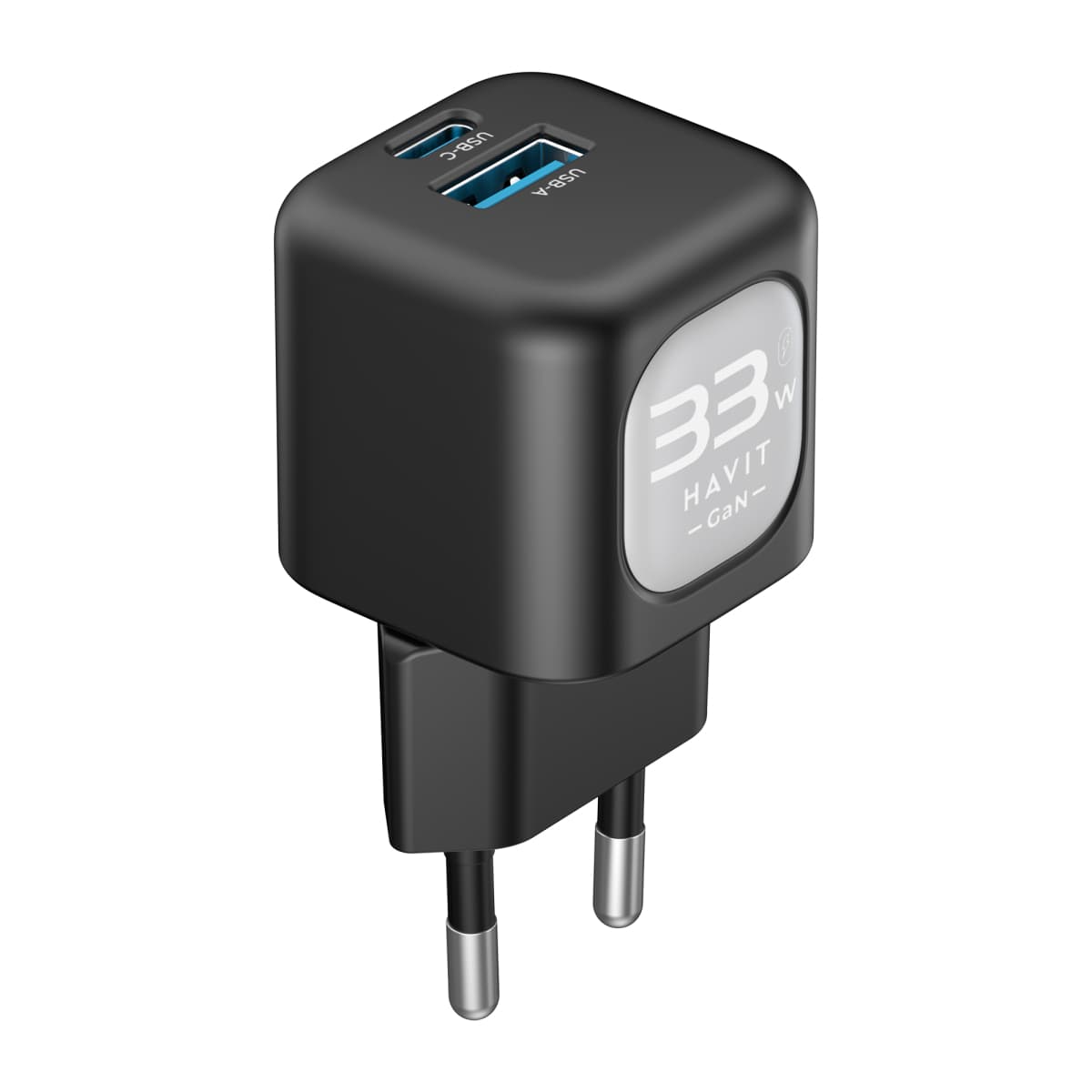 Зарядний пристрій Havit №HV-UC230 Gan швидка зарядка USB+Type-C 33W black