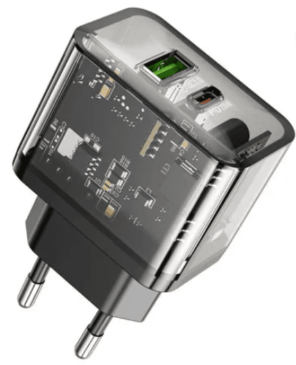Зарядний пристрій Hoco N34 швидка зарядка 1USB+Type+C 3A 20w black/Breidon/